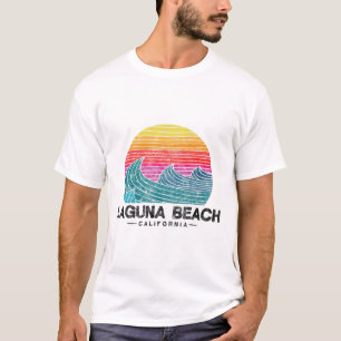 Laguna Beach Surfing Vågor Retro Kalifornien Solne T Shirt
