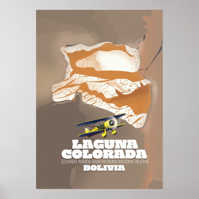 Laguna Colorada Bolivia saltsjö resa affisch (Framsidan)