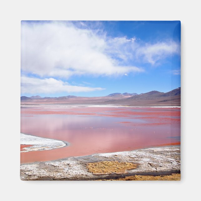 Laguna Colorada i Bolivia, kvadratmagnet Magnet (Framsidan)