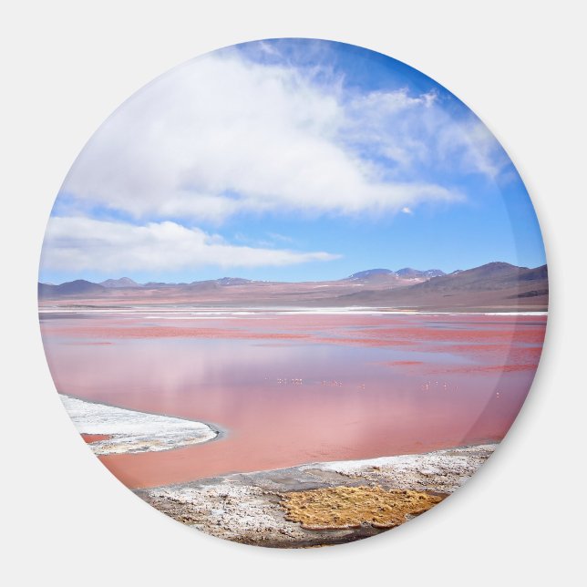 Laguna Colorada i Bolivia, rundmagnet Magnet (Framsidan)