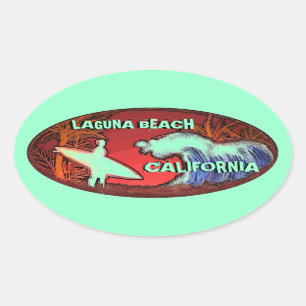 Laguna strand ljusa Kalifornien - gröna Ovalt Klistermärke