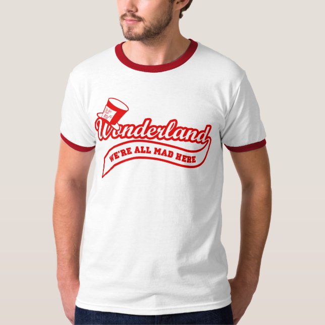 Lagunderland: (Röd) tokig Hatter, T Shirt (Framsida)
