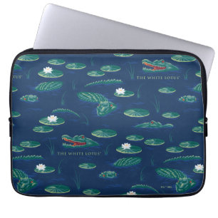 Lagunen Mönster i White Lotus Alligator Laptop Fodral