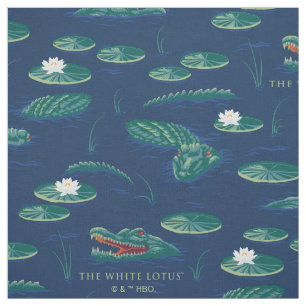 Lagunen Mönster i White Lotus Alligator Tyg