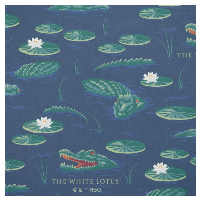 Lagunen Mönster i White Lotus Alligator Tyg (Provkarta)