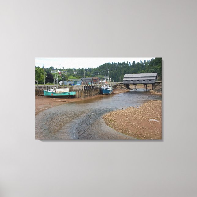 Lågvatten i Fundy Bay vid St. Martins, New Canvastryck (Framsida)