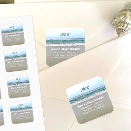 Lågvatten Monogram Returadress Kuvert Sigill Fyrkantigt Klistermärke