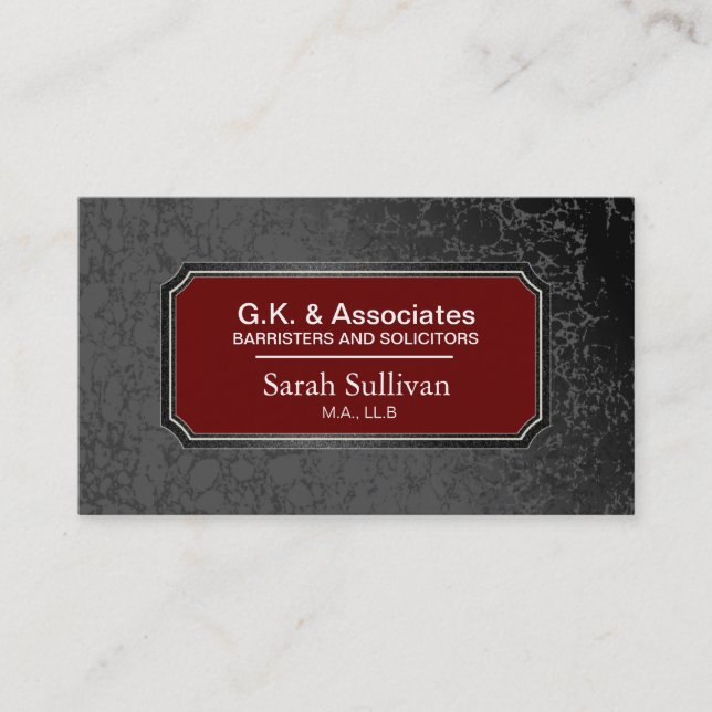 Lagvisitkort - svart stilfull advokatadvokat visitkort (Framsida)