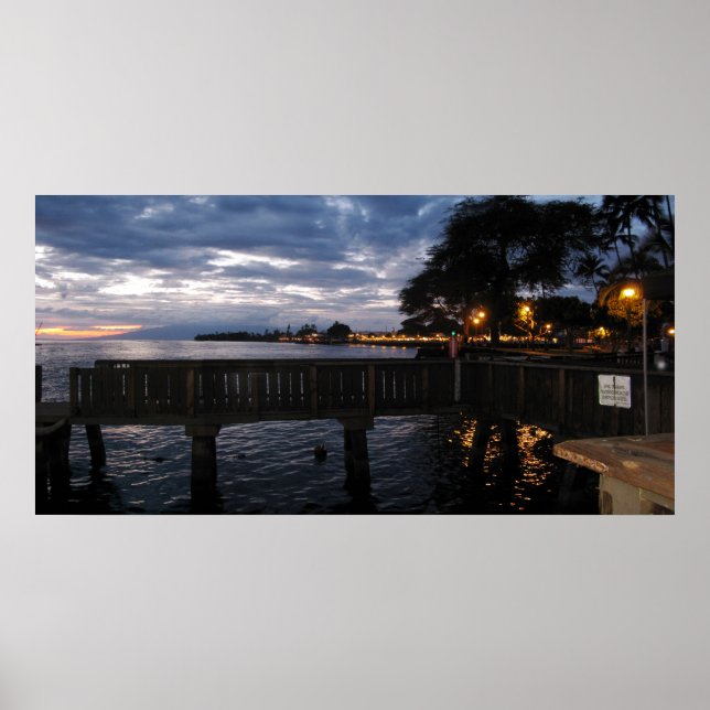 Lahaina City Ljus vid Sunset Poster (Framsidan)