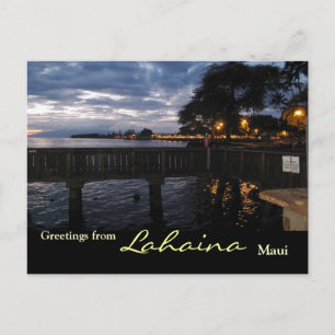Lahaina City Ljus vid Sunset Vykort