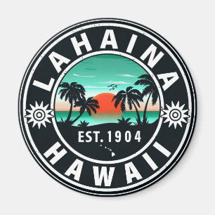 Lahaina Hawaii Beach Retro Sunset Souvenir 60-tal Magnet