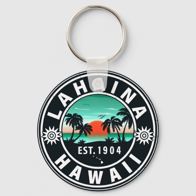 Lahaina Hawaii Beach Retro Sunset Souvenir 60-tal Nyckelring (Framsida)
