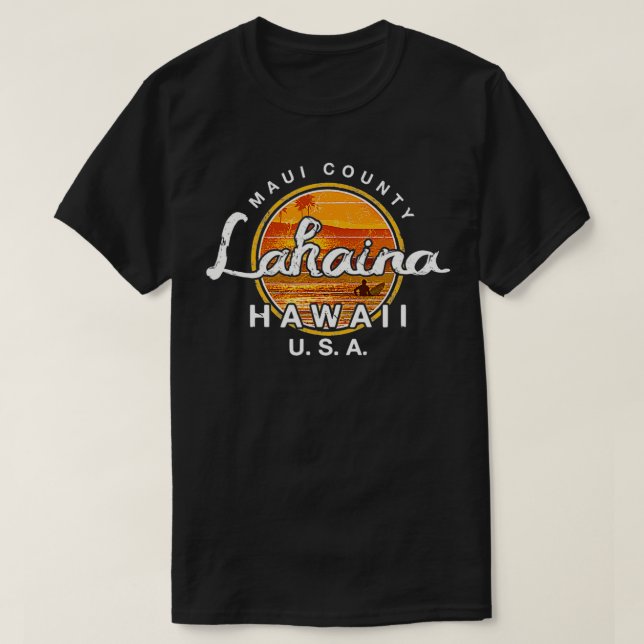 Lahaina Hawaii Maui Surfing T Shirt (Design framsida)