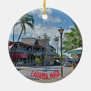 Lahaina Hawaii Panoramic jul Ornament