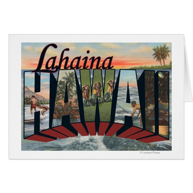 Lahaina, Hawaii - Stora Brev Scenes Hälsningskort (Framsidan Horizontal)
