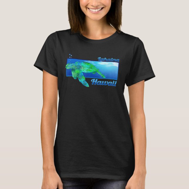 Lahaina Hawaii Swimming Honu T Shirt (Framsida)