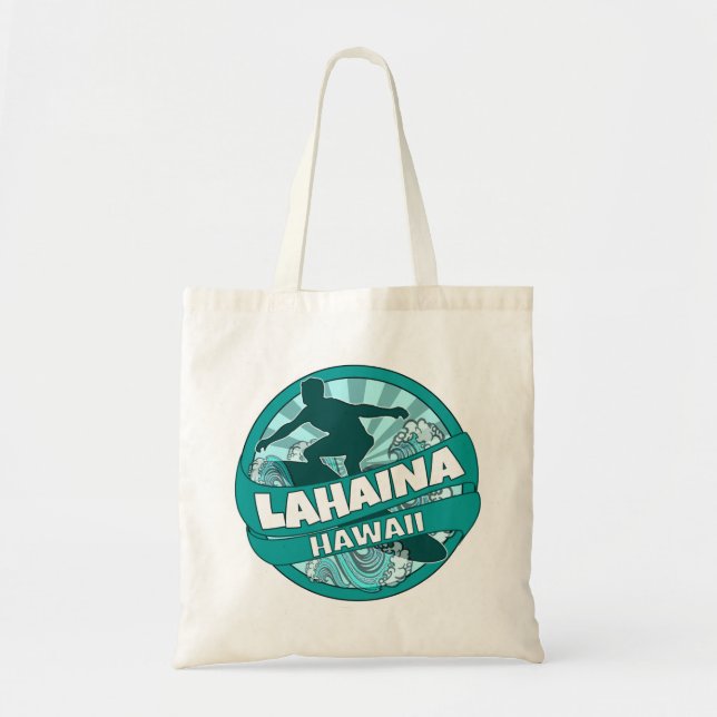 Lahaina Hawaii teal surfer logotyp till påsen Tygkasse (Framsidan)