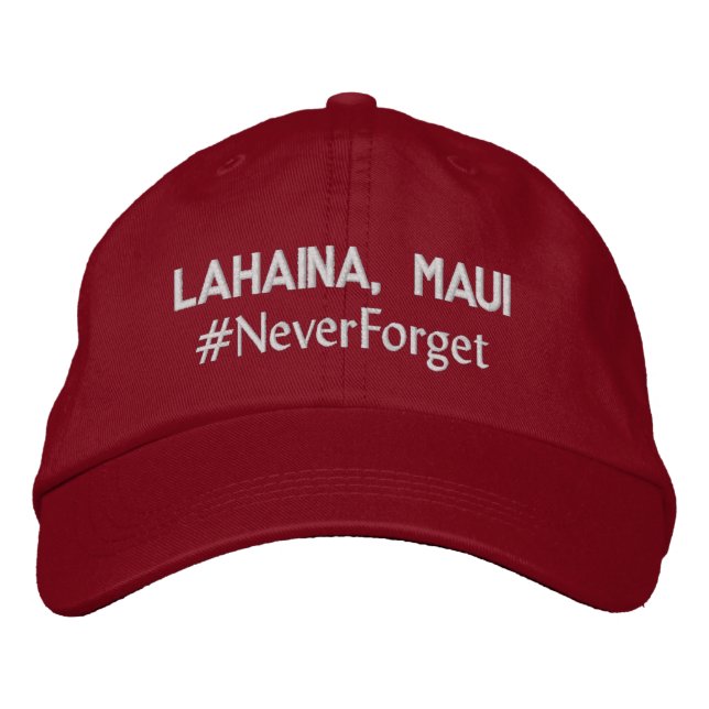 Lahaina, Maui #GlömAldrig Justerbar Broderad Keps (Framsida)