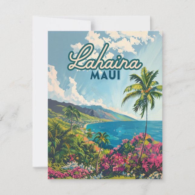Lahaina Maui Hawaii Beach Kusten Retro Card (Framsida)