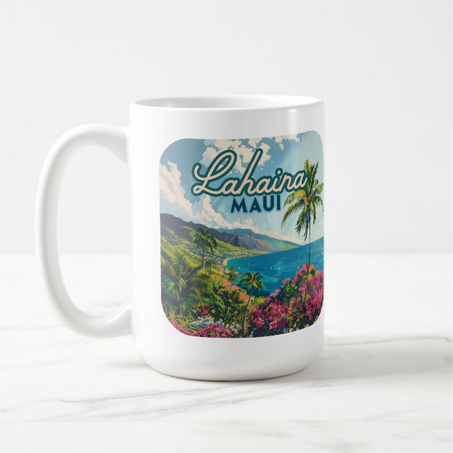 Lahaina Maui Hawaii Beach Kusten Retro Kaffemugg (Vänster)