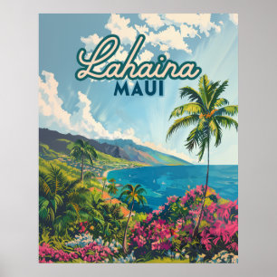 Lahaina Maui Hawaii Beach Kusten Retro Poster