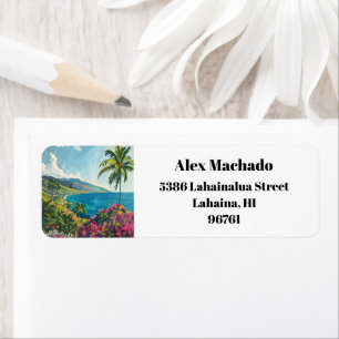 Lahaina Maui Hawaii Beach Kusten Returadress Etikett