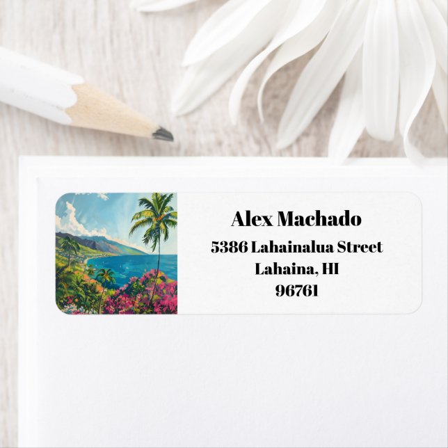 Lahaina Maui Hawaii Beach Kusten Returadress Returadress Etikett (Insitu)
