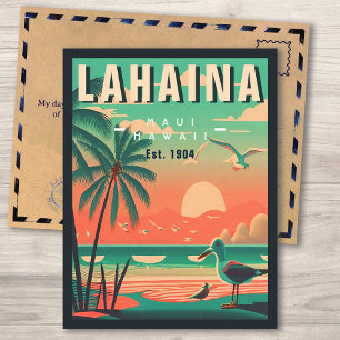Lahaina Maui Hawaii Retro Fiskmås Souvenir 1950-ta Vykort