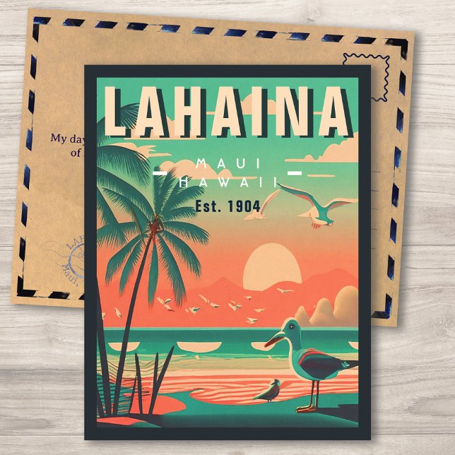 Lahaina Maui Hawaii Retro Fiskmås Souvenir 1950-ta Vykort (Skapare uppladdad)