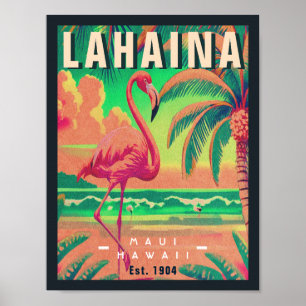 Lahaina Maui Hawaii Retro Flamingo Souvenir 1950-t Poster