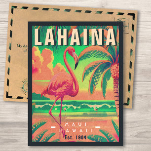Lahaina Maui Hawaii Retro Flamingo Souvenir 1950-t Vykort