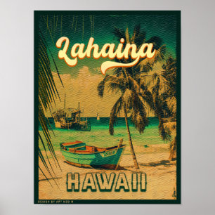 Lahaina Maui Hawaii Retro Sunset Souvenir 1950-tal Poster