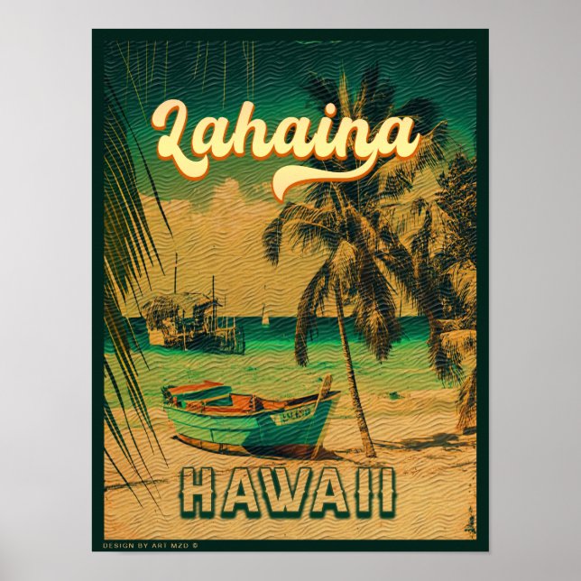 Lahaina Maui Hawaii Retro Sunset Souvenir 1950-tal Poster (Framsidan)