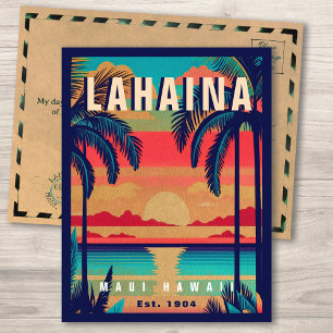 Lahaina Maui Hawaii Retro Sunset Souvenir 1950-tal Vykort