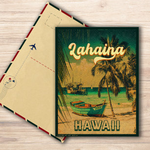 Lahaina Maui Hawaii Retro Sunset Souvenir 1950-tal Vykort