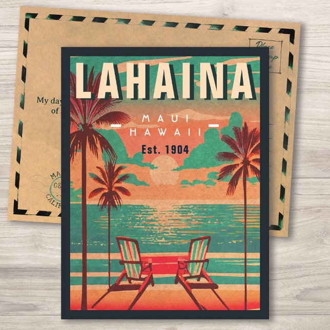 Lahaina Maui Hawaii Retro Sunset Souvenir 1950-tal Vykort (Skapare uppladdad)