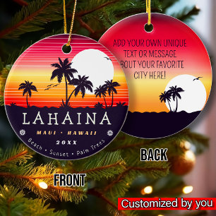 Lahaina Maui Hawaii Retro Sunset Souvenirs 60 Julgransprydnad Keramik