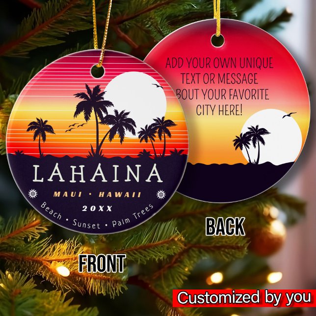 Lahaina Maui Hawaii Retro Sunset Souvenirs 60 Julgransprydnad Keramik (Skapare uppladdad)