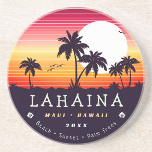 Lahaina Maui Hawaii Retro Sunset Souvenirs 60 Underlägg