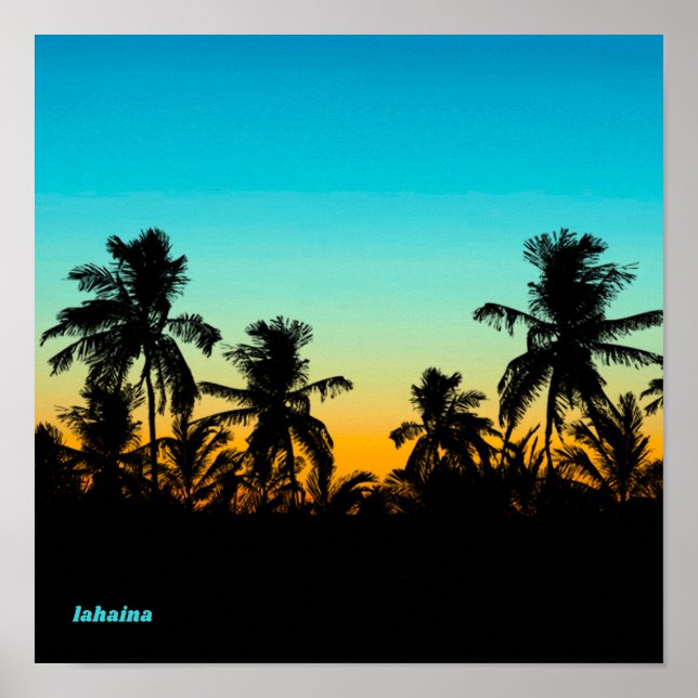 Lahaina Maui Hawaii Souvenir Artistic Sunset Coola Poster (Framsidan)