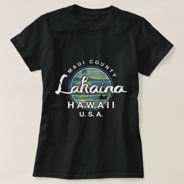 Lahaina Maui Hawaii Surfing Retro T Shirt (Design framsida)