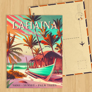 Lahaina Maui Hawaii tropisk solnedgång palmträd 60 Vykort