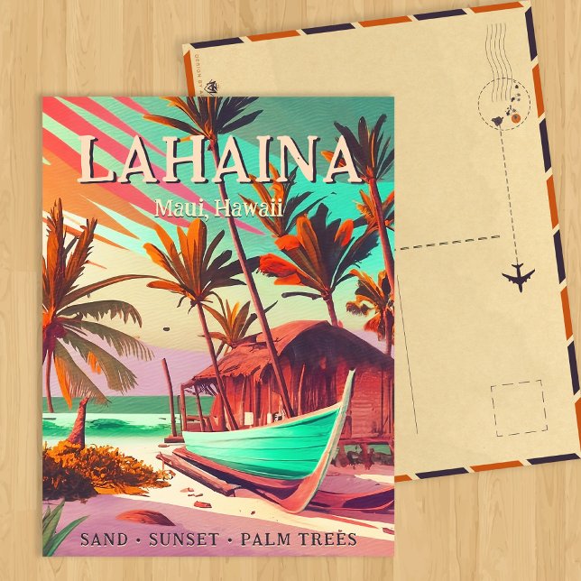 Lahaina Maui Hawaii tropisk solnedgång palmträd 60 Vykort (Skapare uppladdad)