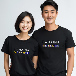 Lahaina Maui Nautical Maritime Signal Flaggor Mörk T Shirt