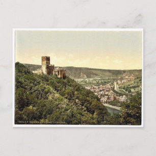 Lahals och Nieder-Lahnstein Castle, Hesse-Nassau. Vykort