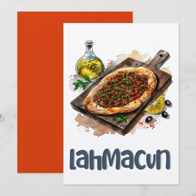 Lahmacun Pizza ل ح م ة ب ا ل budyttersta periodisk Inbjudningar (Fram/baksida)