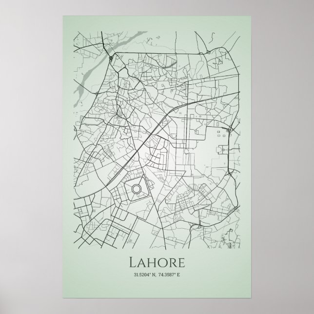 Lahore Karta Poster | Lahore City Karta (Framsidan)