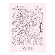 Lahore Karta Poster (Rosa, Matte)