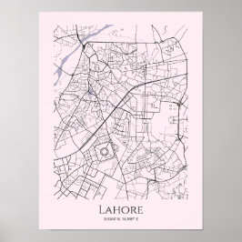 Lahore Karta Poster (Rosa, Matte)