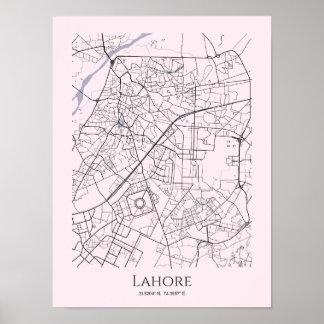 Lahore Karta Poster (Rosa, Matte)